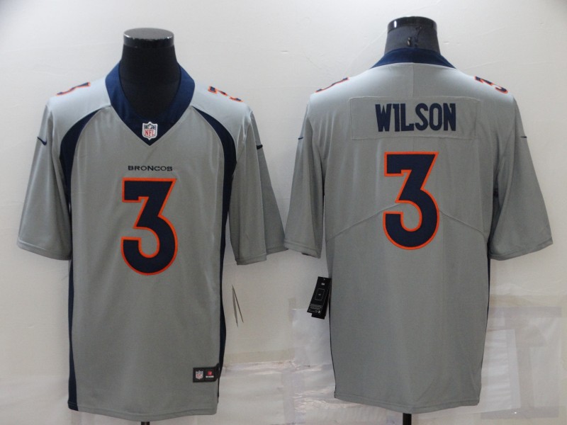Men's Denver Broncos Russell Wilson #3 Gray Inverted Jersey